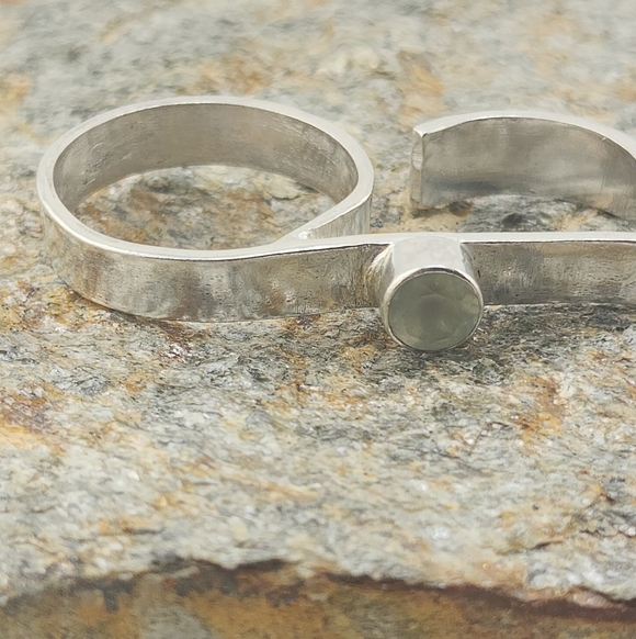 PERHNITE DOUBLE RING HANDMADE IN STERLING SILVER SIZE 9 & ADJUSTABLE - Picture 12 of 16